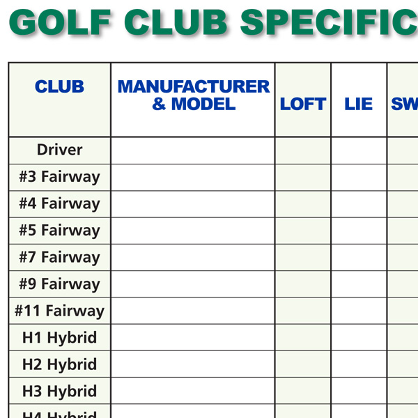 Ralph Maltby » Golf Club Specification FillIn Chart