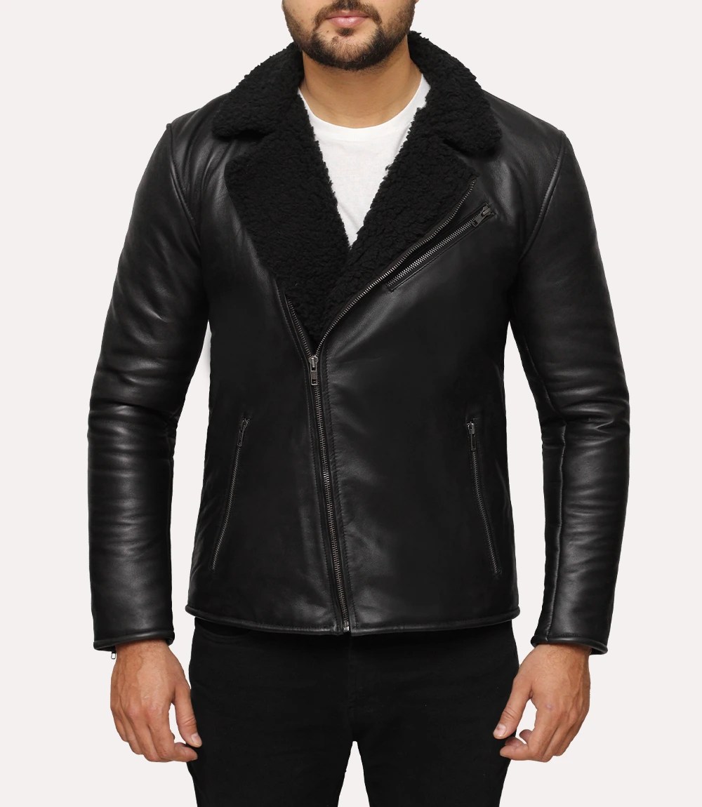 Black Leather Shearling Jacket Black Shearling Jacket