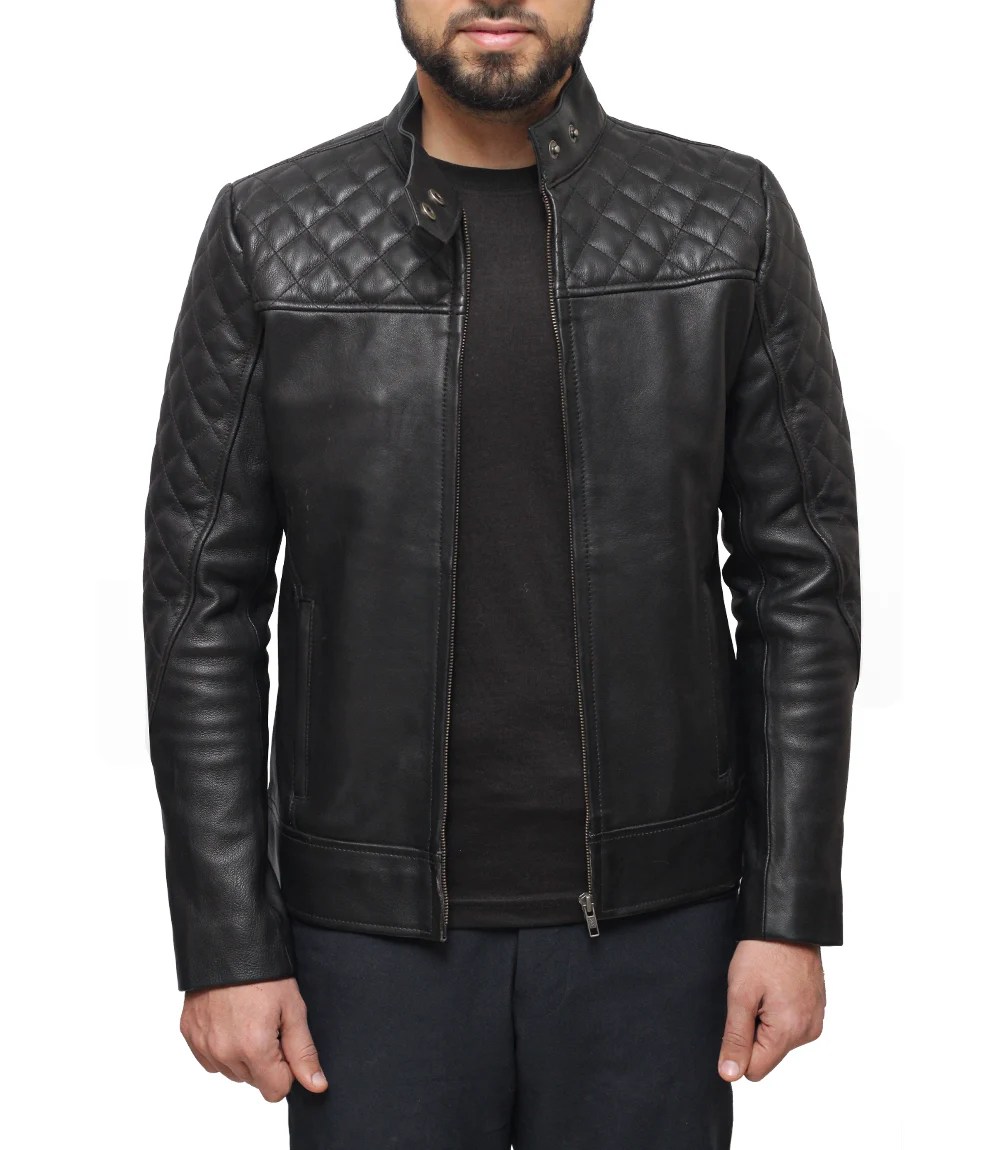 Quilted Black Mens Leather Jacket Mens Quilted Leather Jacket