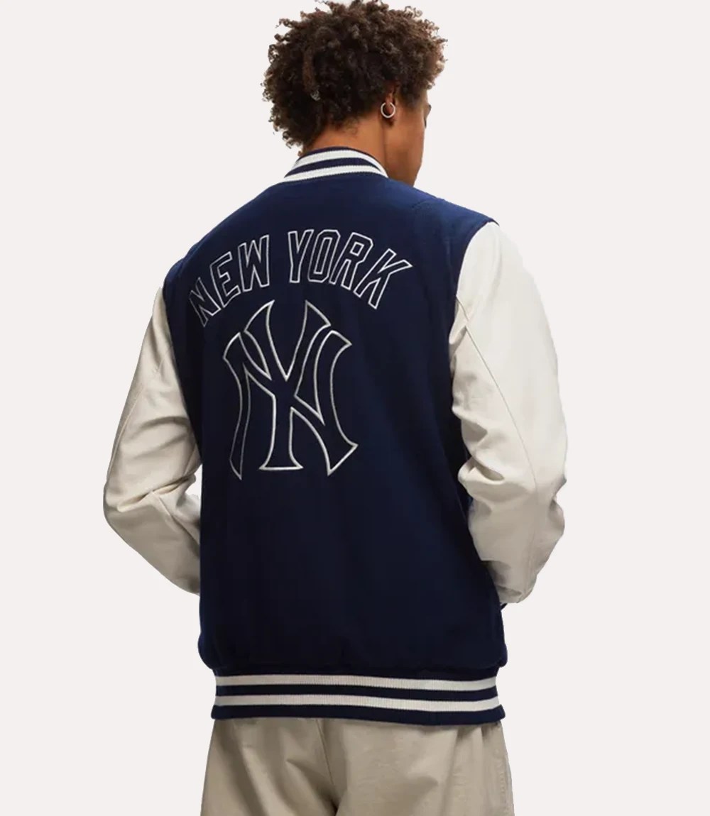 Blue and White New York Yankees Baseball Varsity Jacket