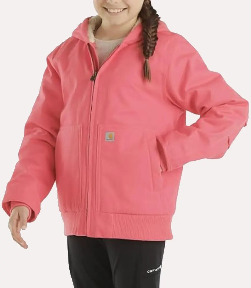 Pink Carhartt Jacket Pink Carhartt Hooded Shearling Jacket