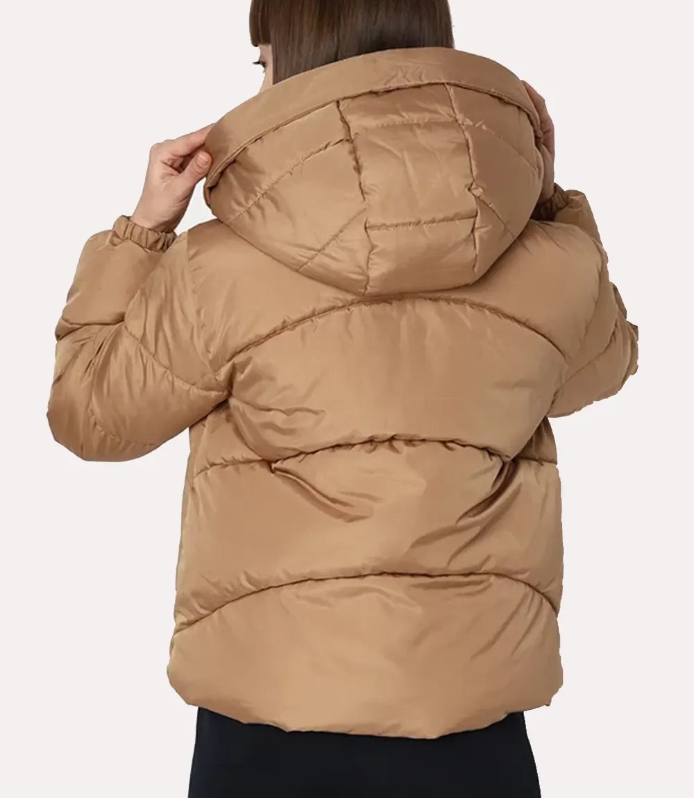 Womens Puffer Brown Jacket Brown Puffer Down Jacket