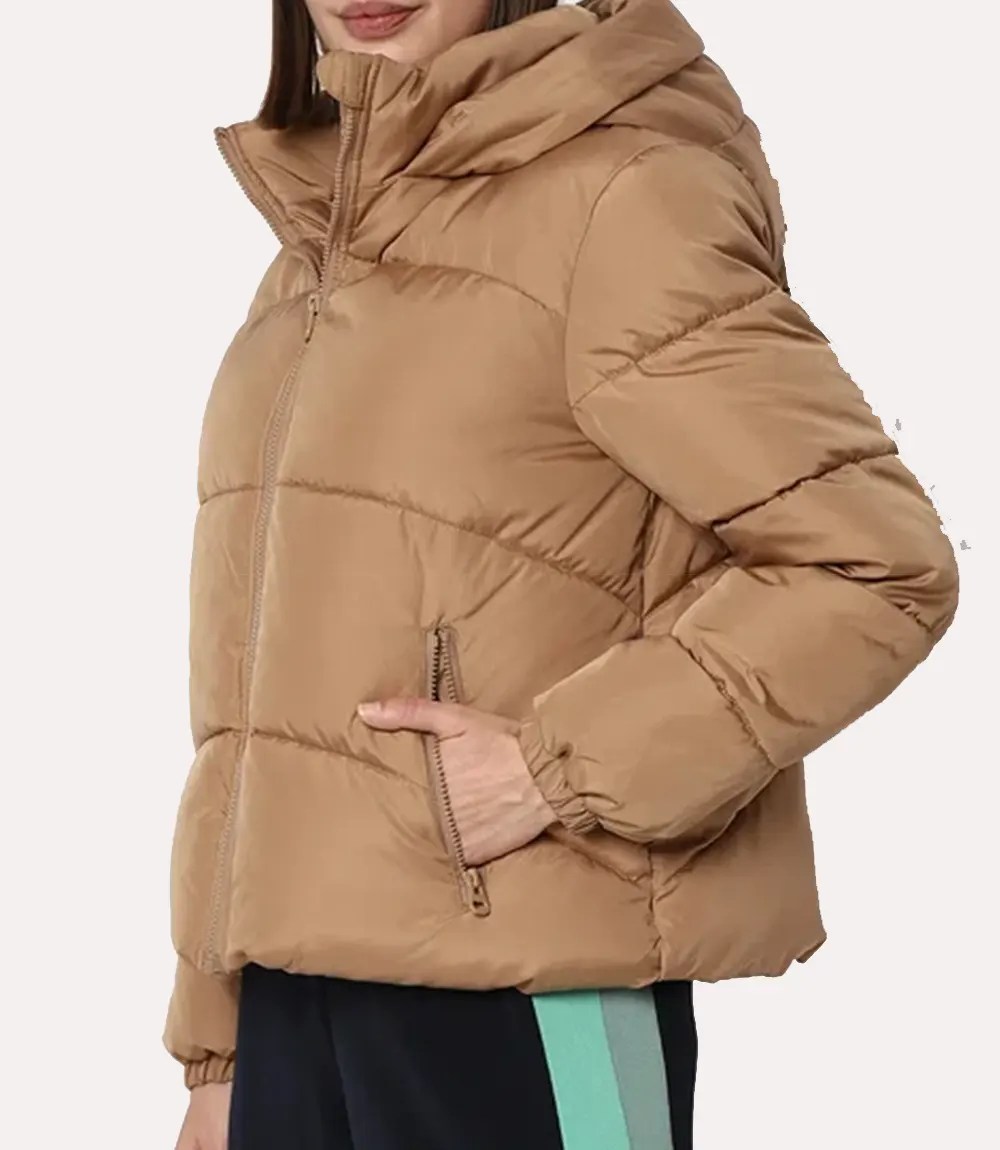 Womens Puffer Brown Jacket Brown Puffer Down Jacket