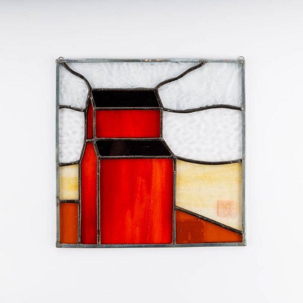 Stained Glass Red Grain Elevator Panel by Bissett Stained Glass RAM Shop