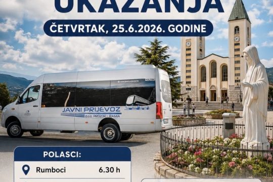 „Javni prijevoz“ Prozor-Rama organizira prijevoz na hodočašće u Podmilačje i Međugorje