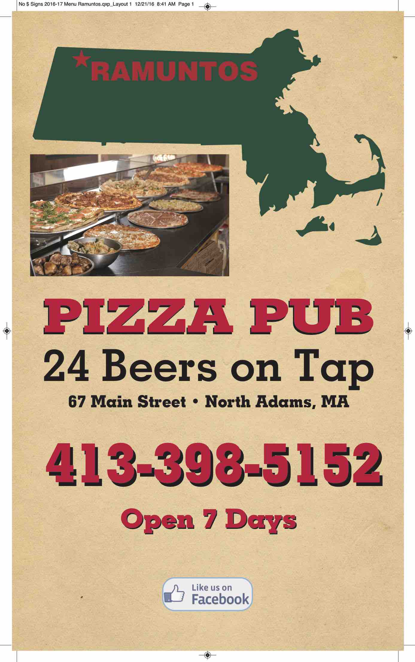 NORTH ADAMS, MA Ramunto's Brick Oven Pizza Always Fresh Ingredients