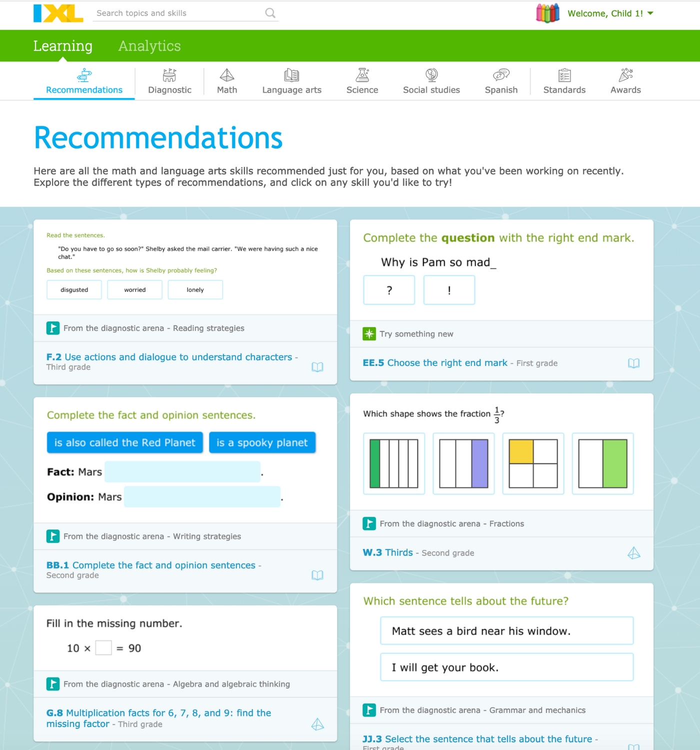 Recommendations - IXL Learning - Ranching with Kids
