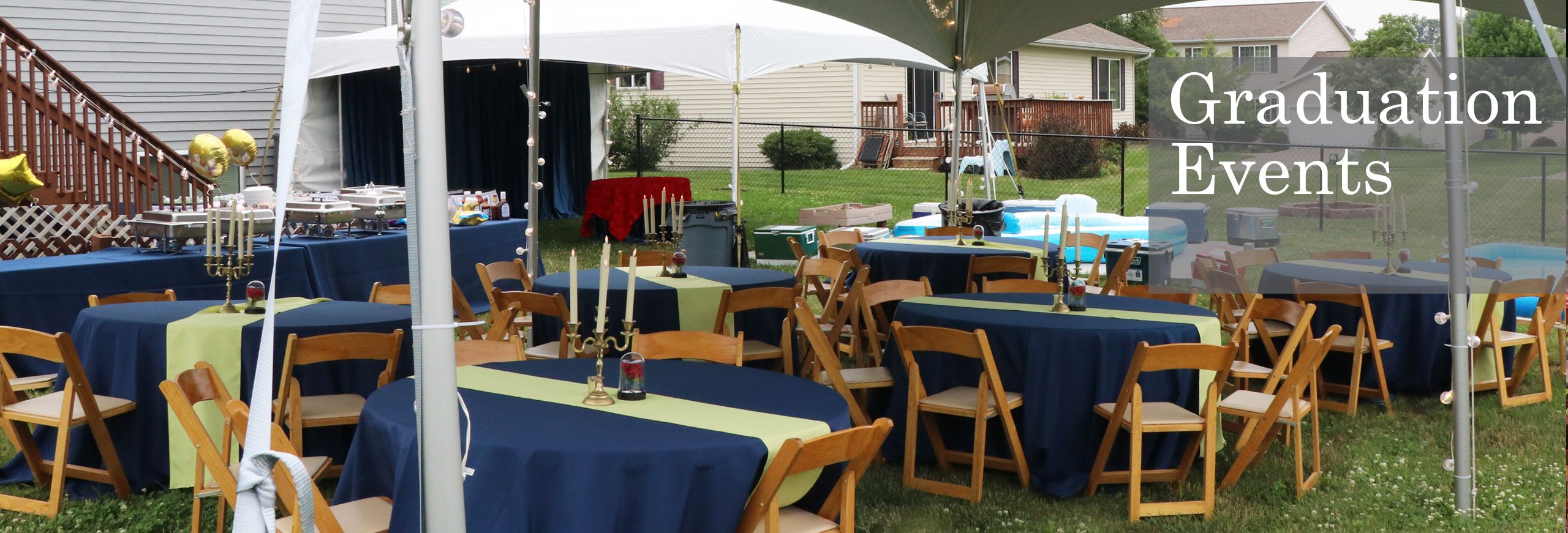 Iowa tent table chair rental for graduation party, weddings, and