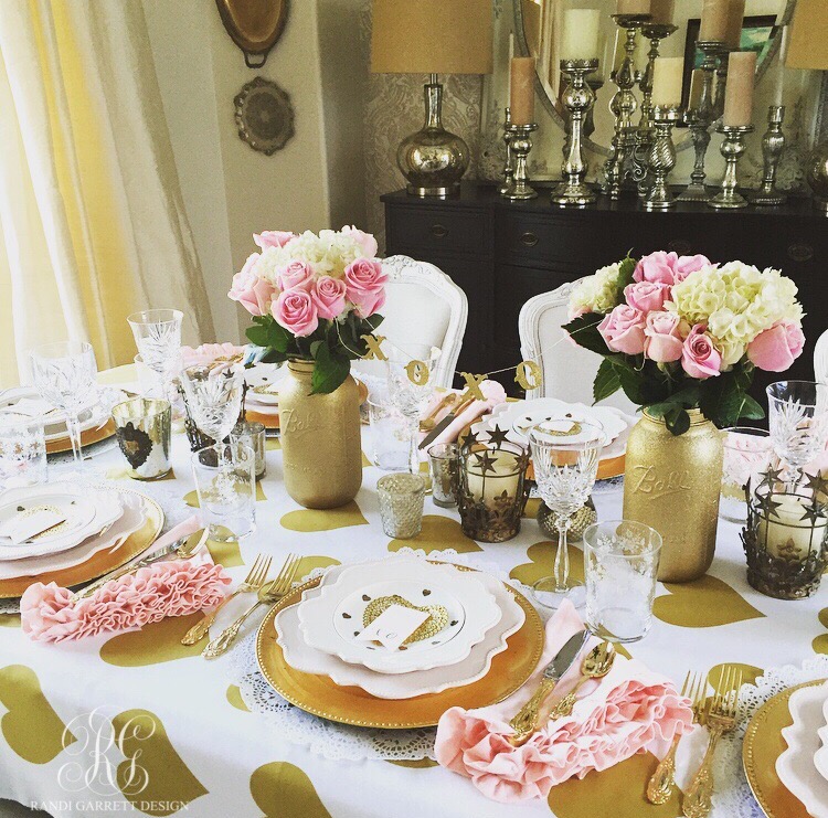Pink and Gold Valentine's Day Table Randi Garrett Design