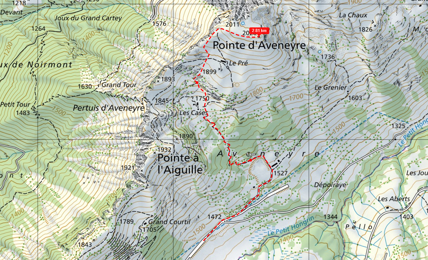 Itinéraire Pointe d'Aveneyre