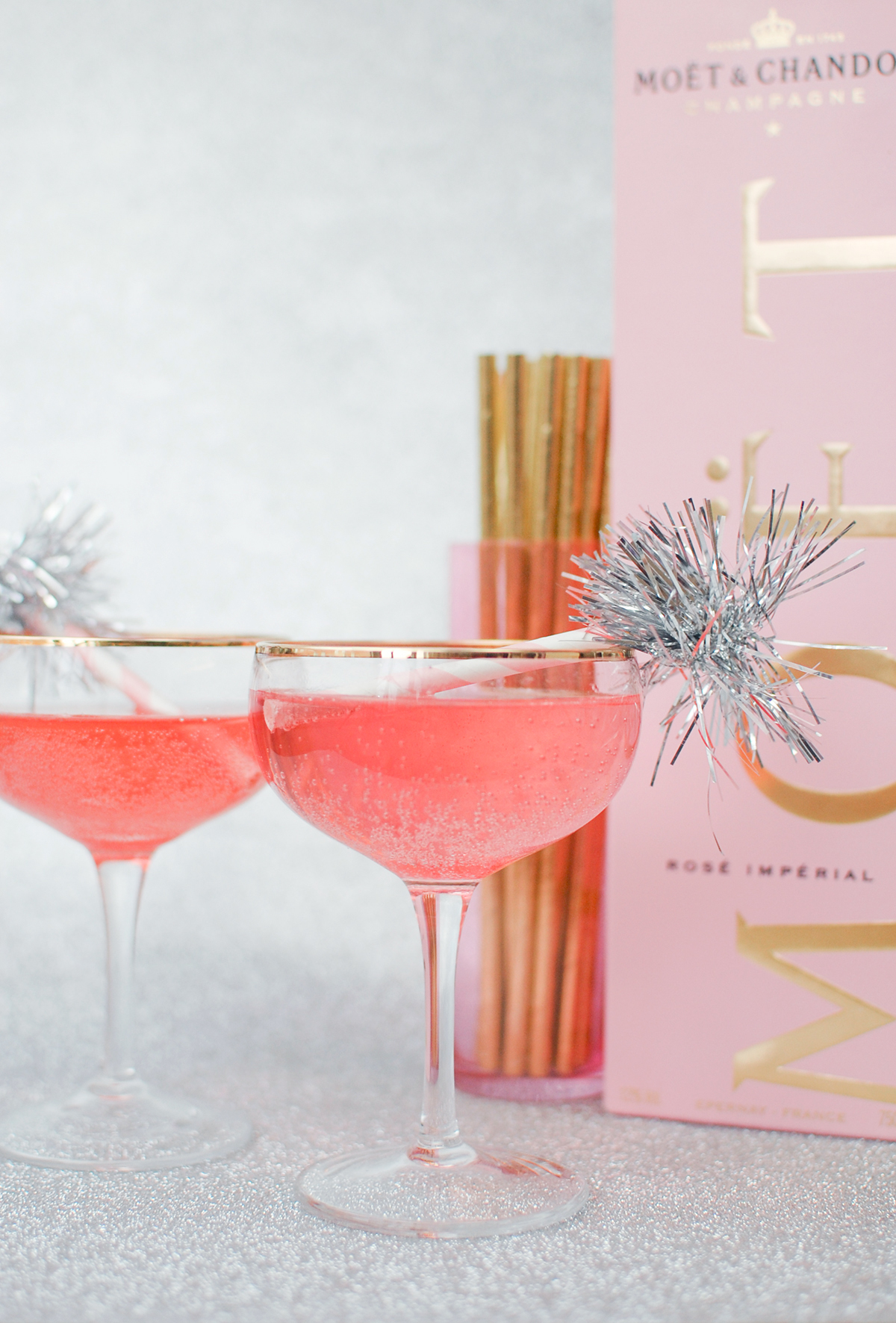 Rose Cotton Candy Pink Champagne Cocktails for NYE