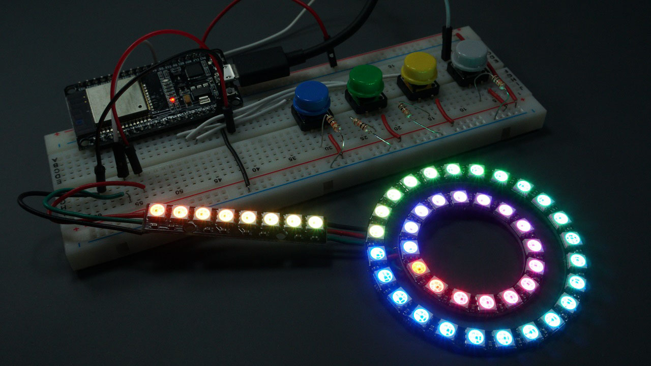 MicroPython: WS2812B Addressable RGB LEDs with ESP32 and ESP8266