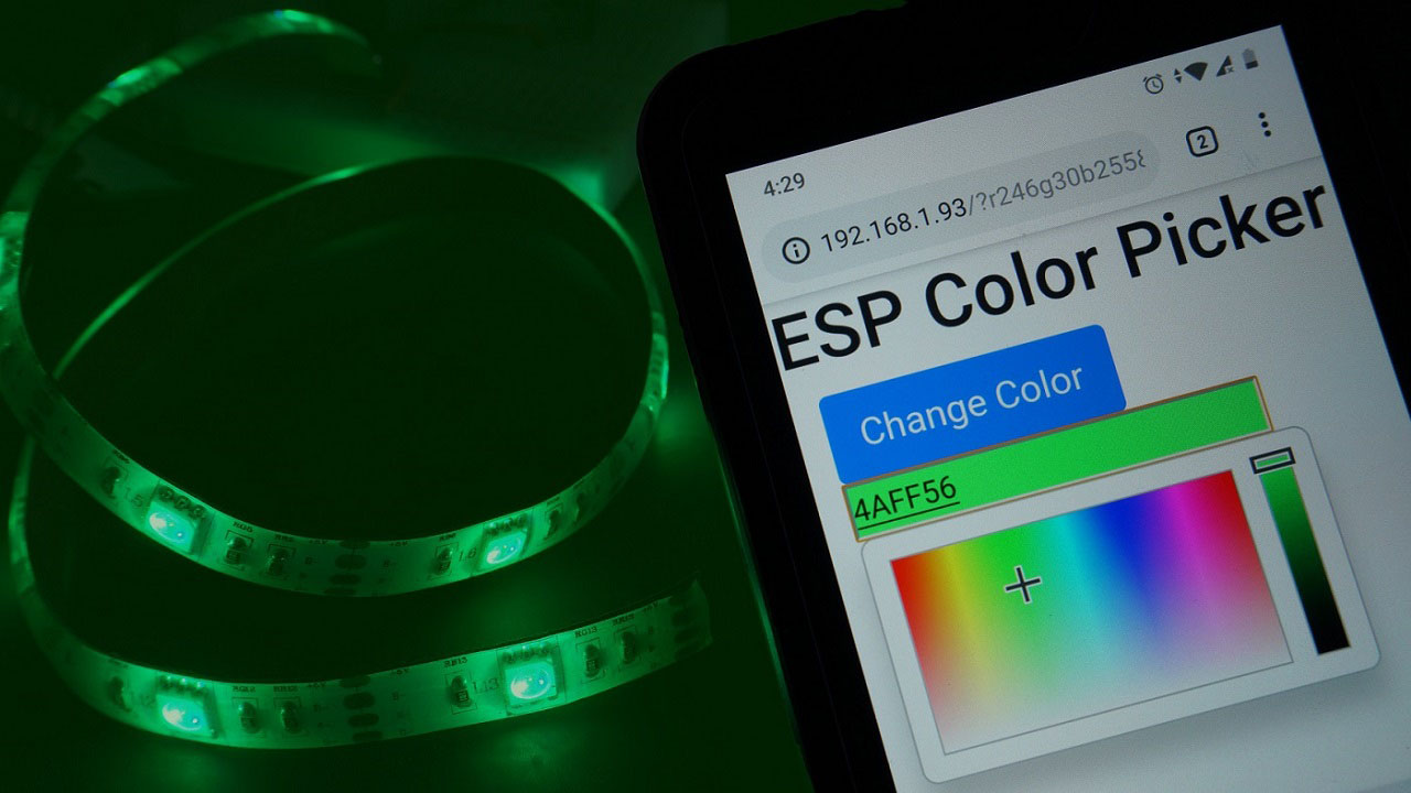 esp32 esp8266 rgb led strip with color picker web server random nerd tutorials
