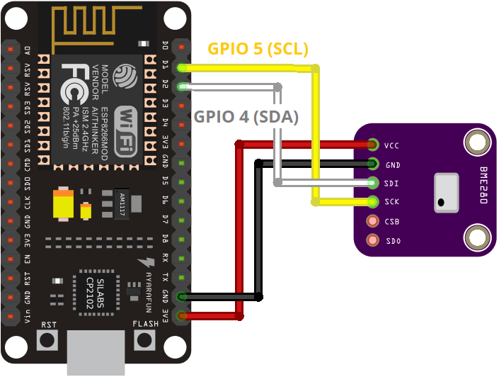 ESP8266 BME280 Wiring Schematic Diagram