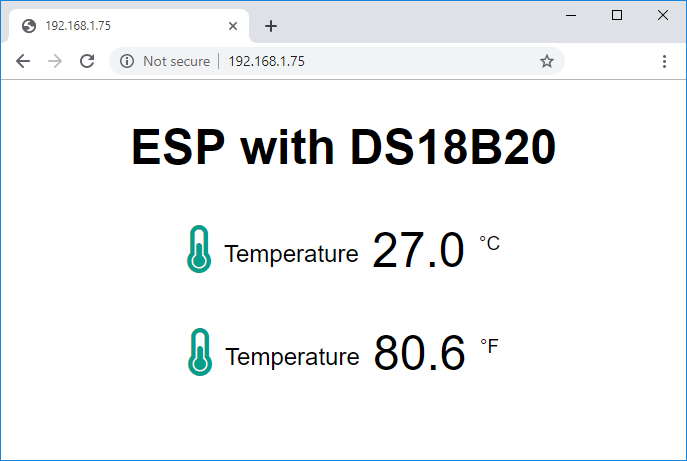 Serveur Web ESP8266 avec capteur IDW Arduino DS18B20 OneWire