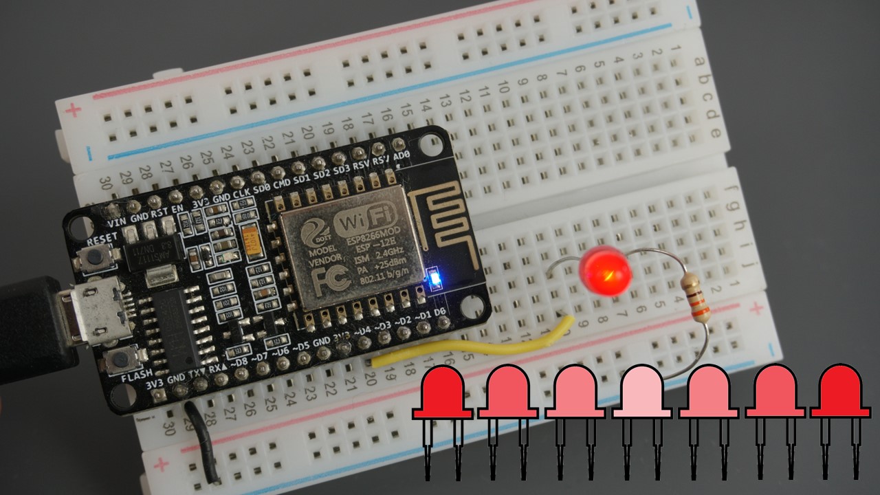 ESP8266 NodeMCU PWM with Arduino IDE Dim LED (Analog Output) Random