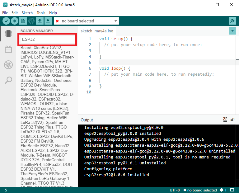 Installing ESP32 Board in Arduino IDE 2.0 (Windows, Mac OS X, Linux
