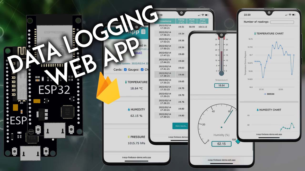Firebase Data Logging Display App (Gauges, Charts, and Table) MIT App
