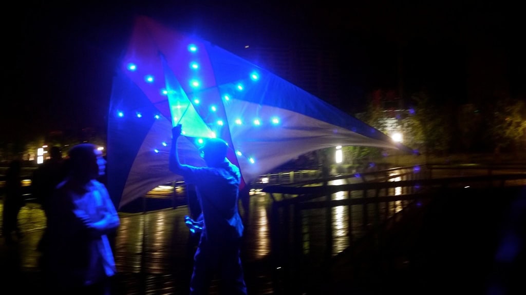 LED Kite Flying at Night in Shanghai Randomwire