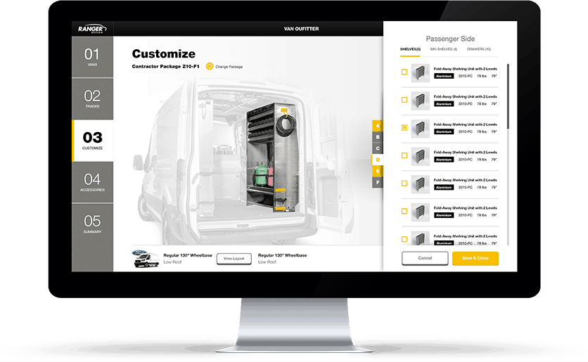 Ranger Design 3D Configurator for Ford Transit & Connect