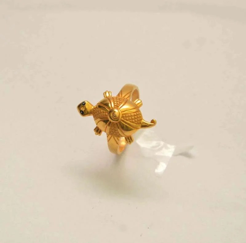 Gold Turtle Ring Arowana Matt Finish to Rani Alankar