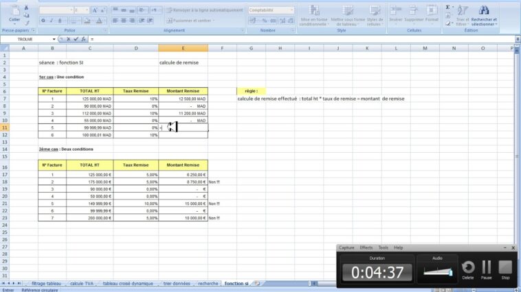 Comment calculer une remise de 10 sur Excel