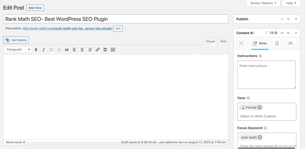 How to Use Content AI in Classic Editor » Rank Math