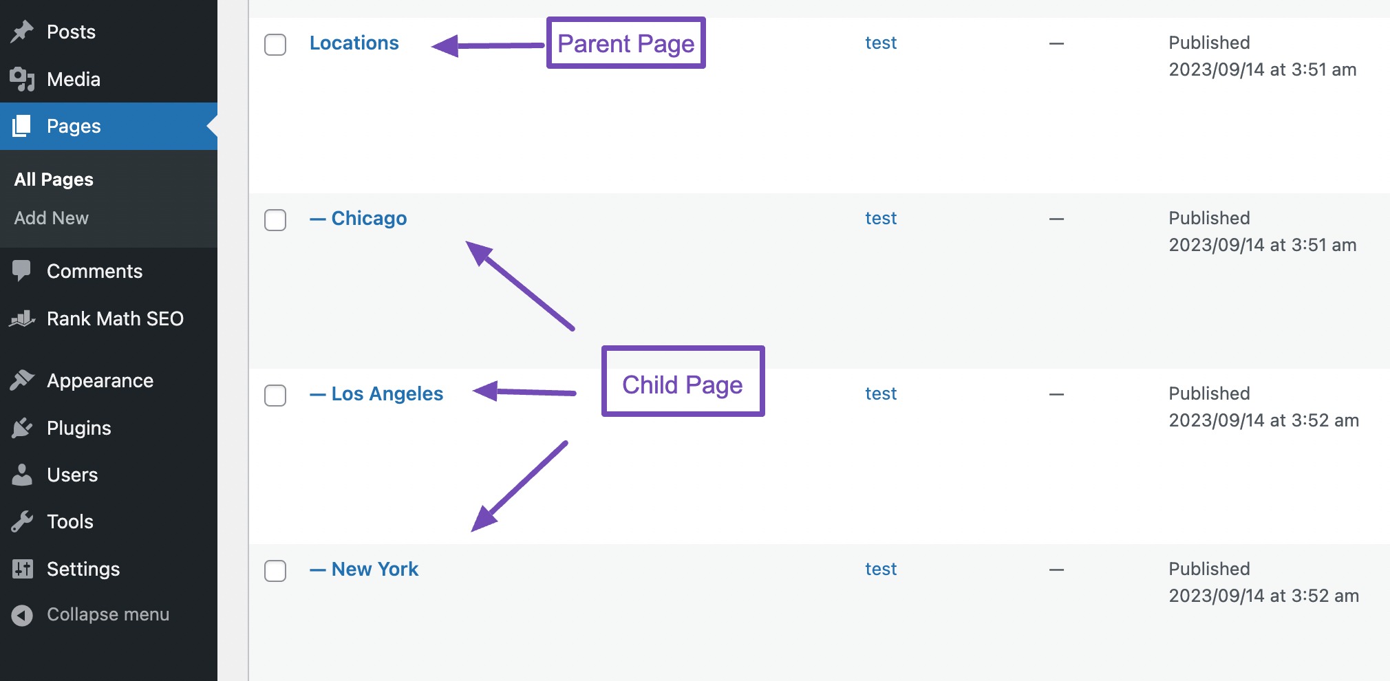 What is a Parent Page in WordPress & How to Create One? » Rank Math