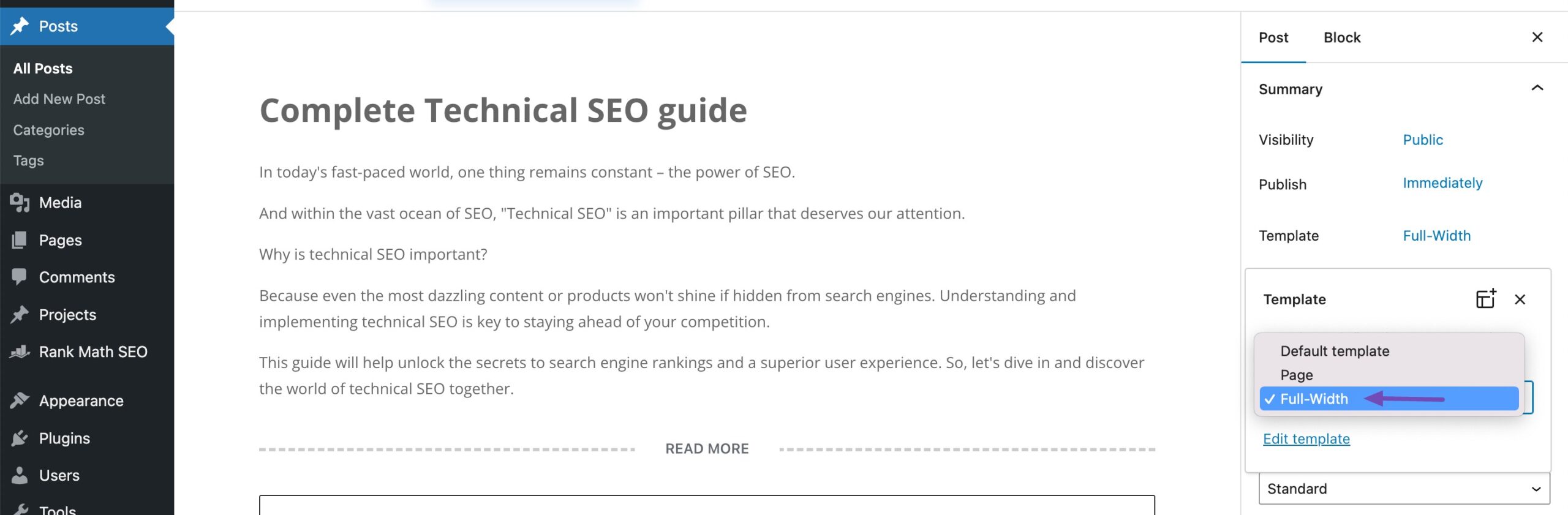 How to Remove Sidebar in WordPress » Rank Math