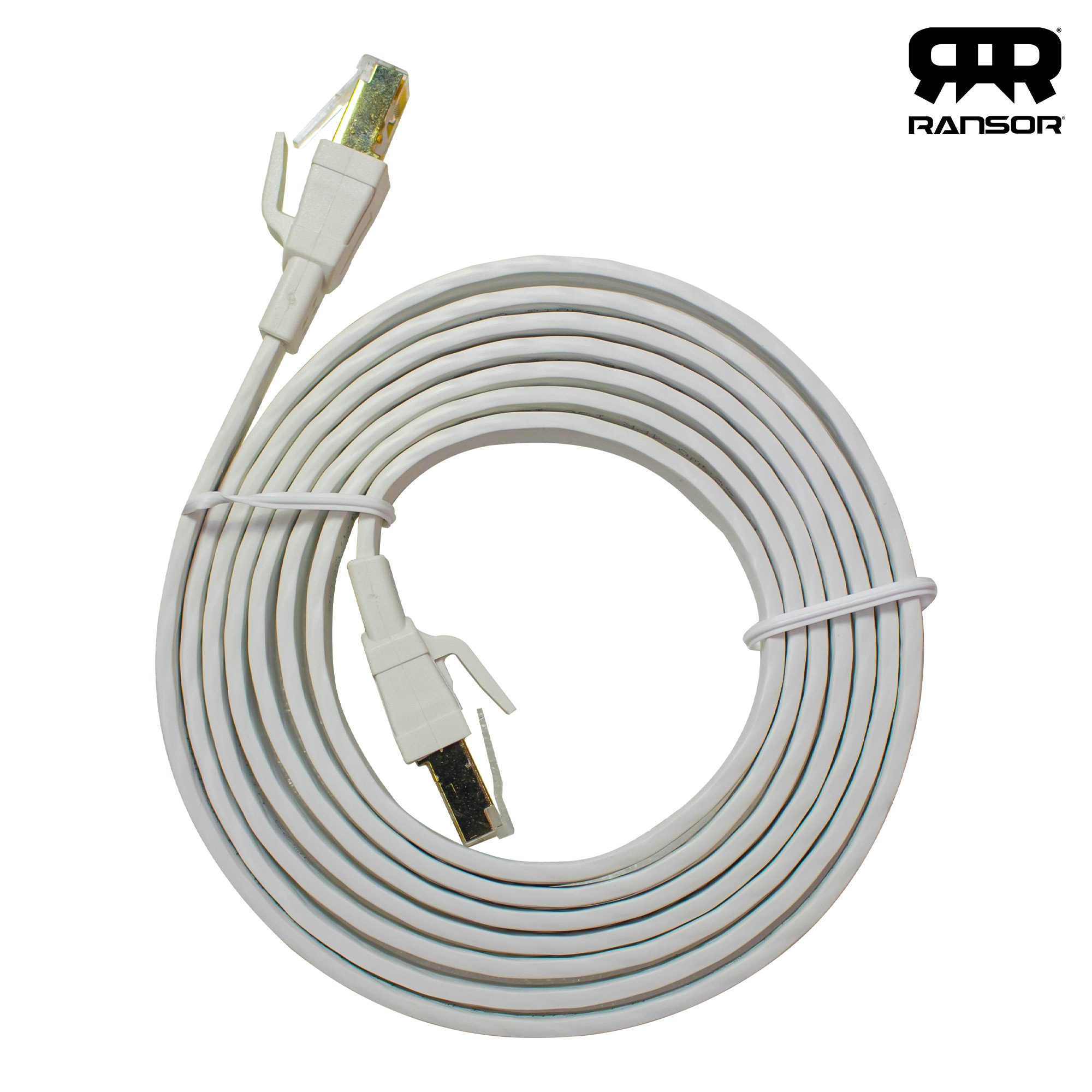 RANSOR® CAT8 2m/6.5ft Premium Flat Cable White RANSOR