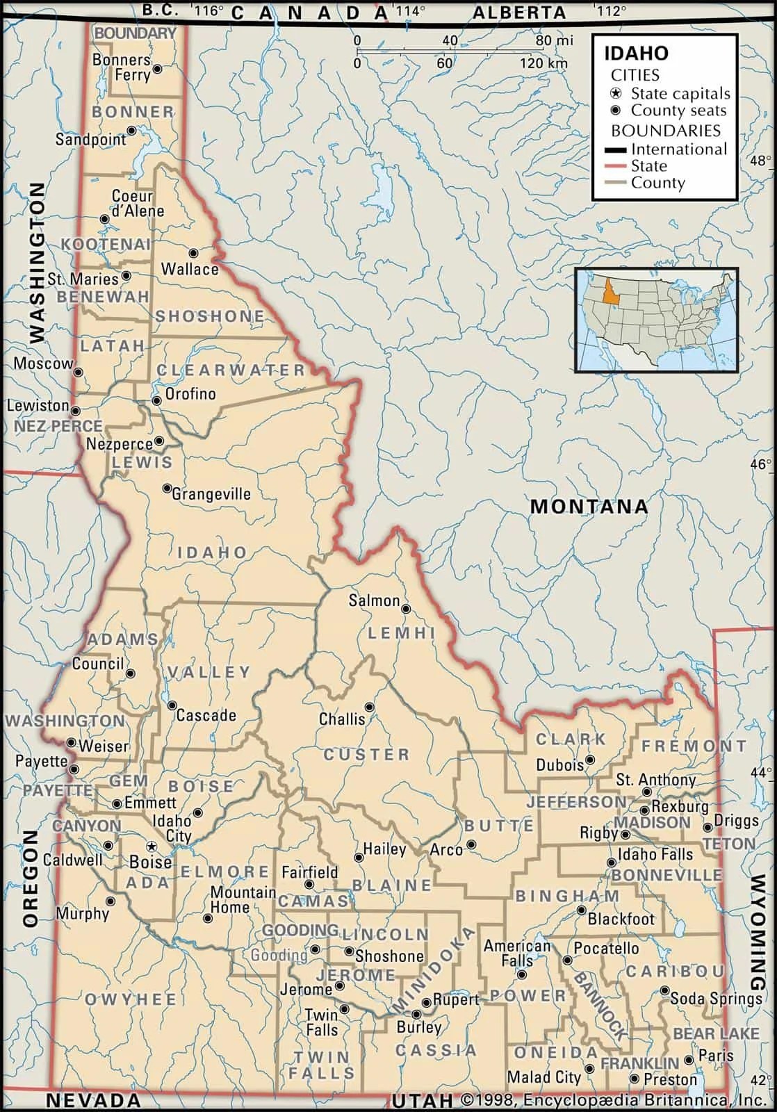 Counties In Idaho Map Historical Facts of Idaho Counties Guide