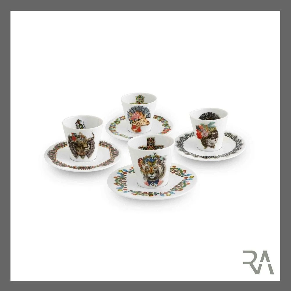 CHRISTIAN LACROIX GIFT BOX OF 4 COFFEE CUPS & SAUCERS Raphael Azzopardi