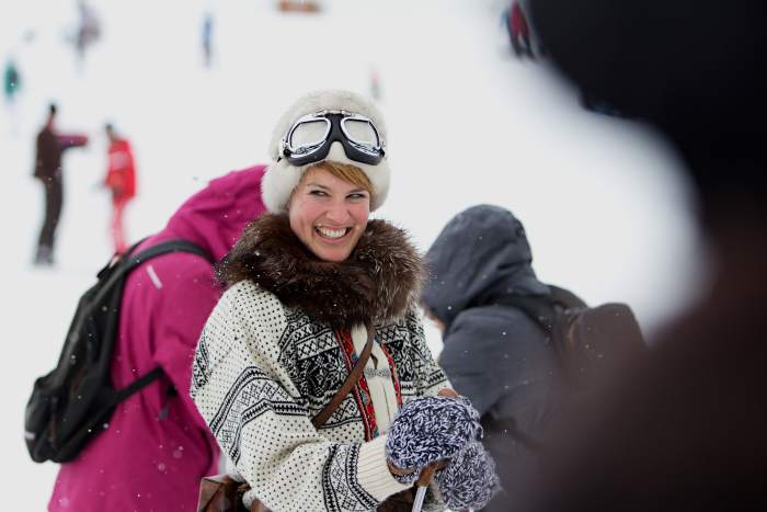 Bilder vom Hickory-Wedeln (Nostalgieskitag) an der Engstligenalp