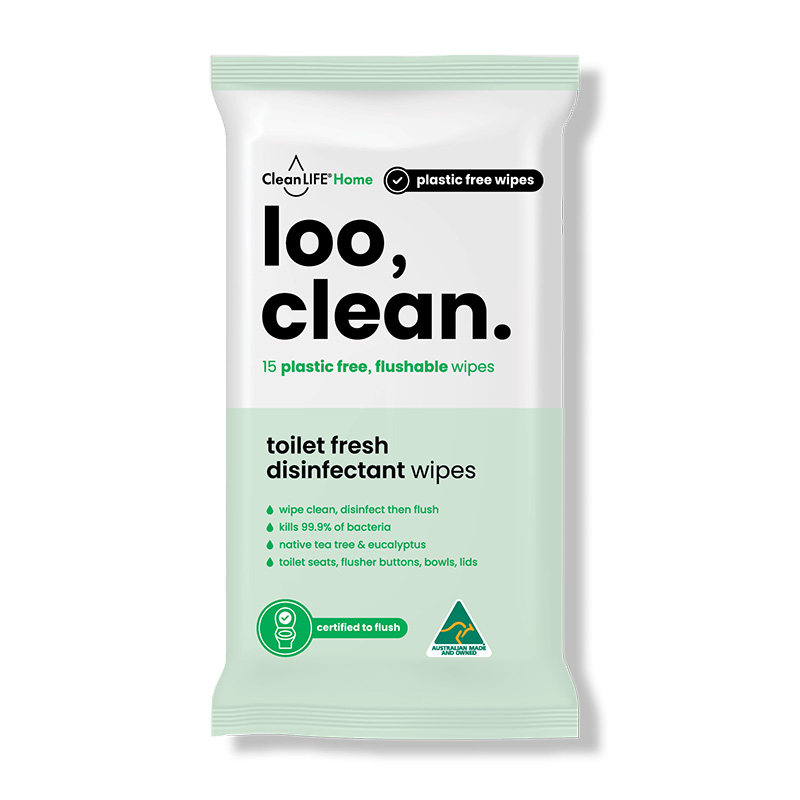 CleanLIFE loo clean flushable wipes available from RapidClean