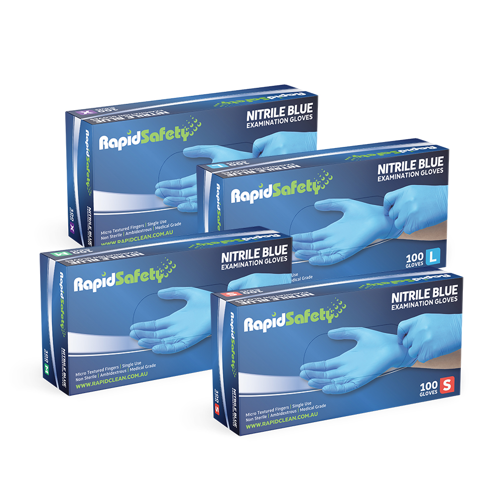 RapidSafety Nitrile Blue Powder Free Gloves RapidClean