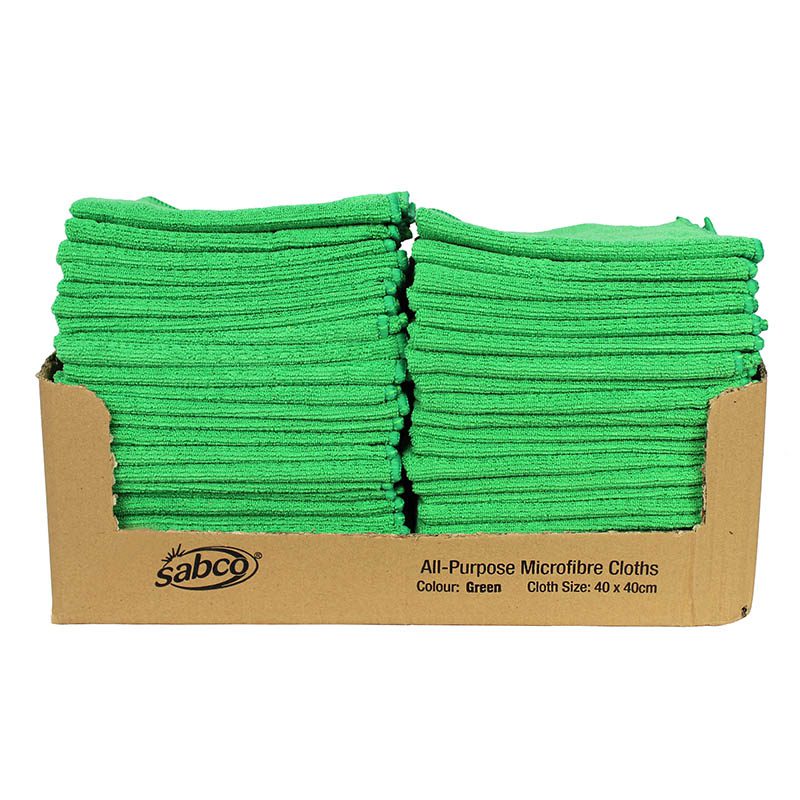 Sabco Professional Microfibre Cloths Bulk 50pk Green RapidClean