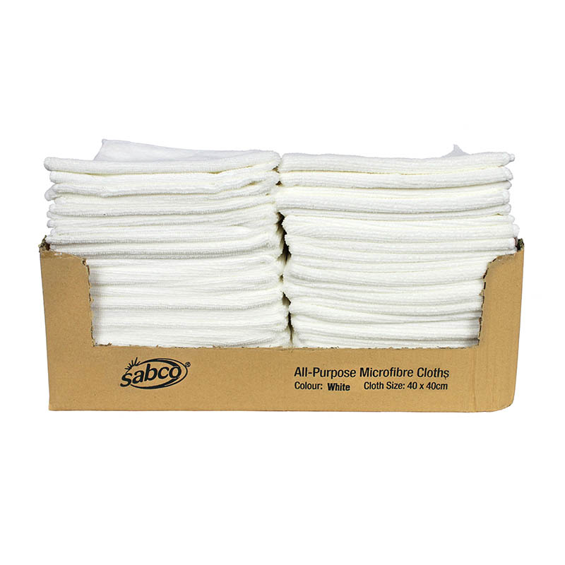 Sabco Professional Microfibre Cloths Bulk 50pk White RapidClean