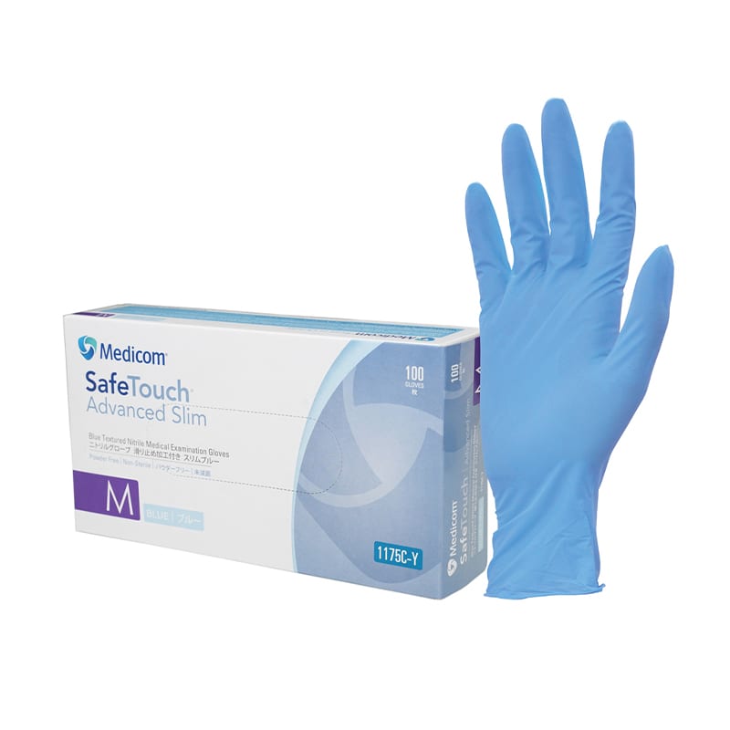 SafeTouch® Advanced Slim Blue Nitrile Gloves PF RapidClean
