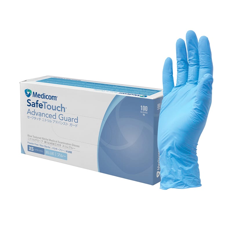 SafeTouch® Advanced Guard Blue Textured Nitrile Gloves PF RapidClean