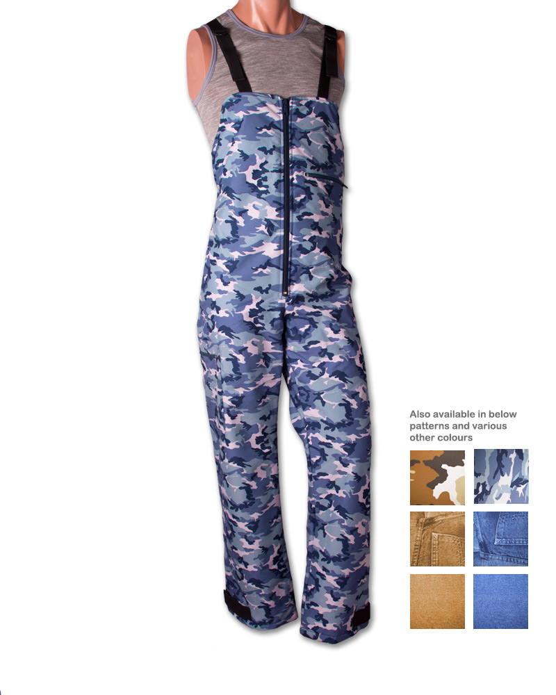 Snow Ski/Snowboard All Weather Mens Unisex Blue Camo Dungarees