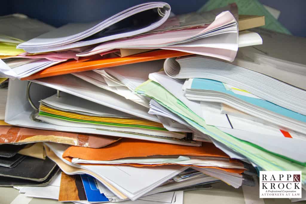 Messy file document and Office Supplies in filing at work