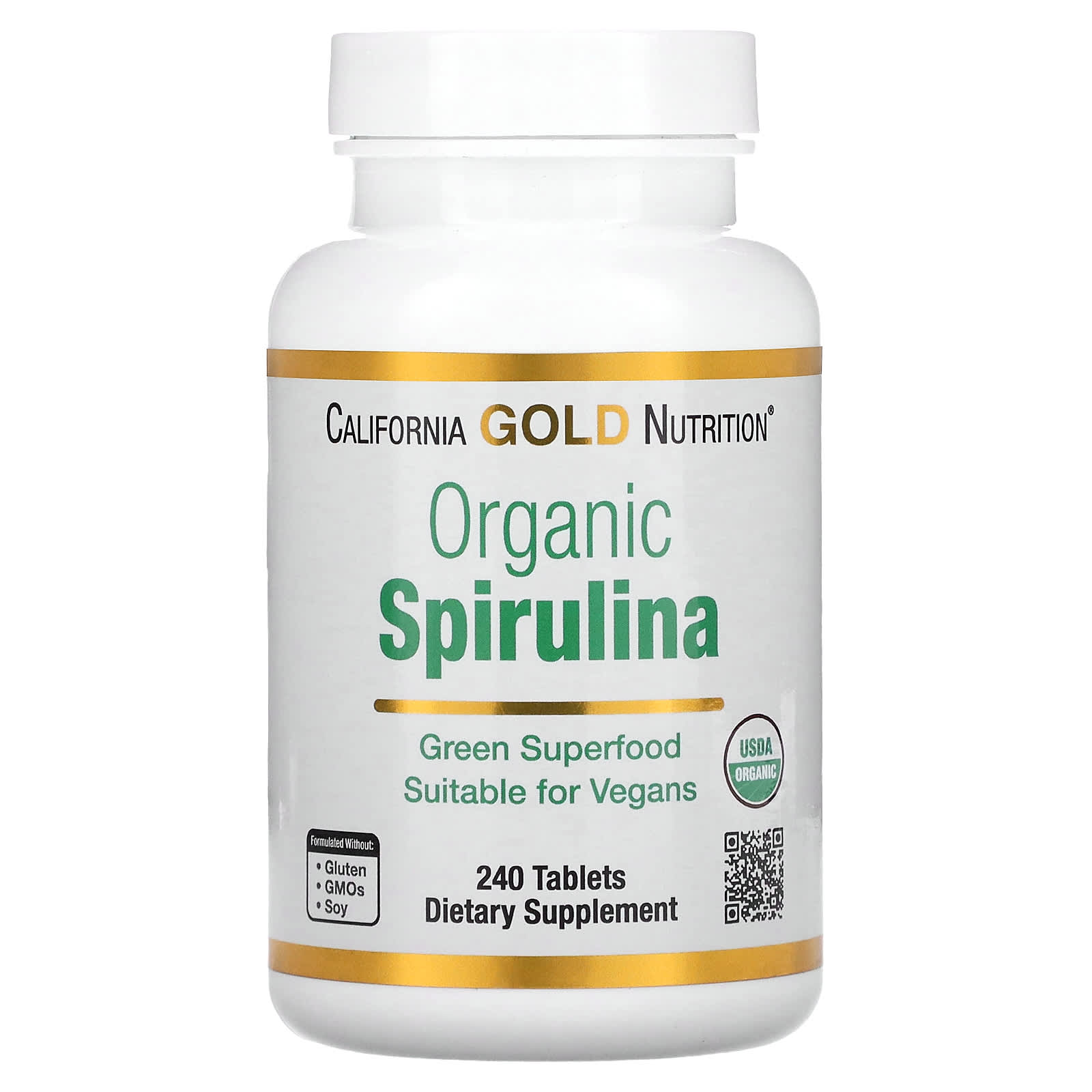 California Gold Nutrition, Organic Spirulina, 500 mg, 240 Tablets