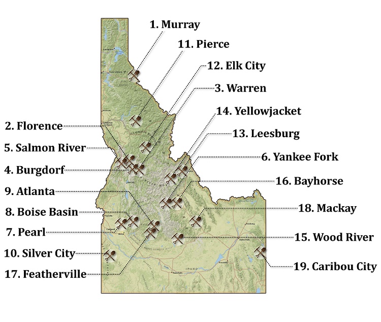 Alder Creek Mining District Custer Co Idaho Map 19 of the Richest Gold Mining Towns in Idaho (Map)