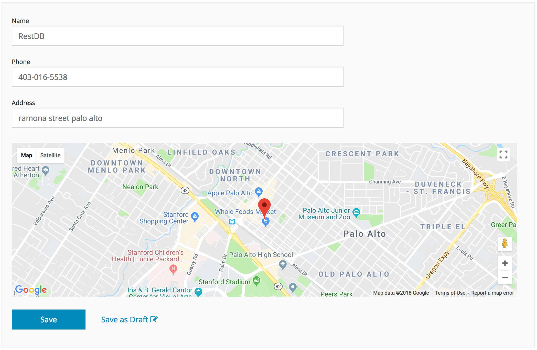 Tutorial Create a Google Maps Javascript plugin in restdb.io restdb