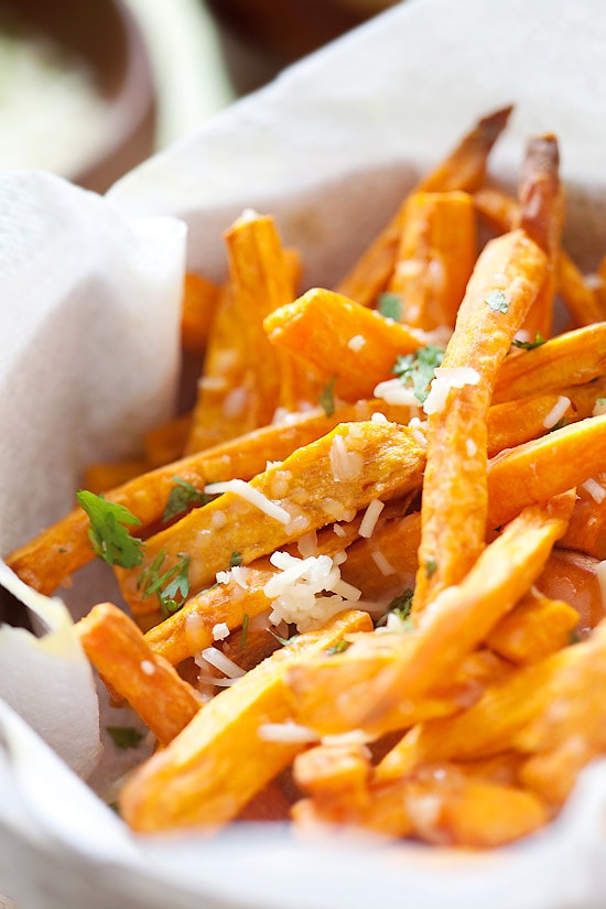 Parmesan Sweet Potato Fries Easy Delicious Recipes