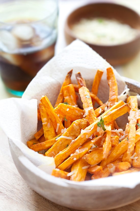 Parmesan Sweet Potato Fries Easy Delicious Recipes