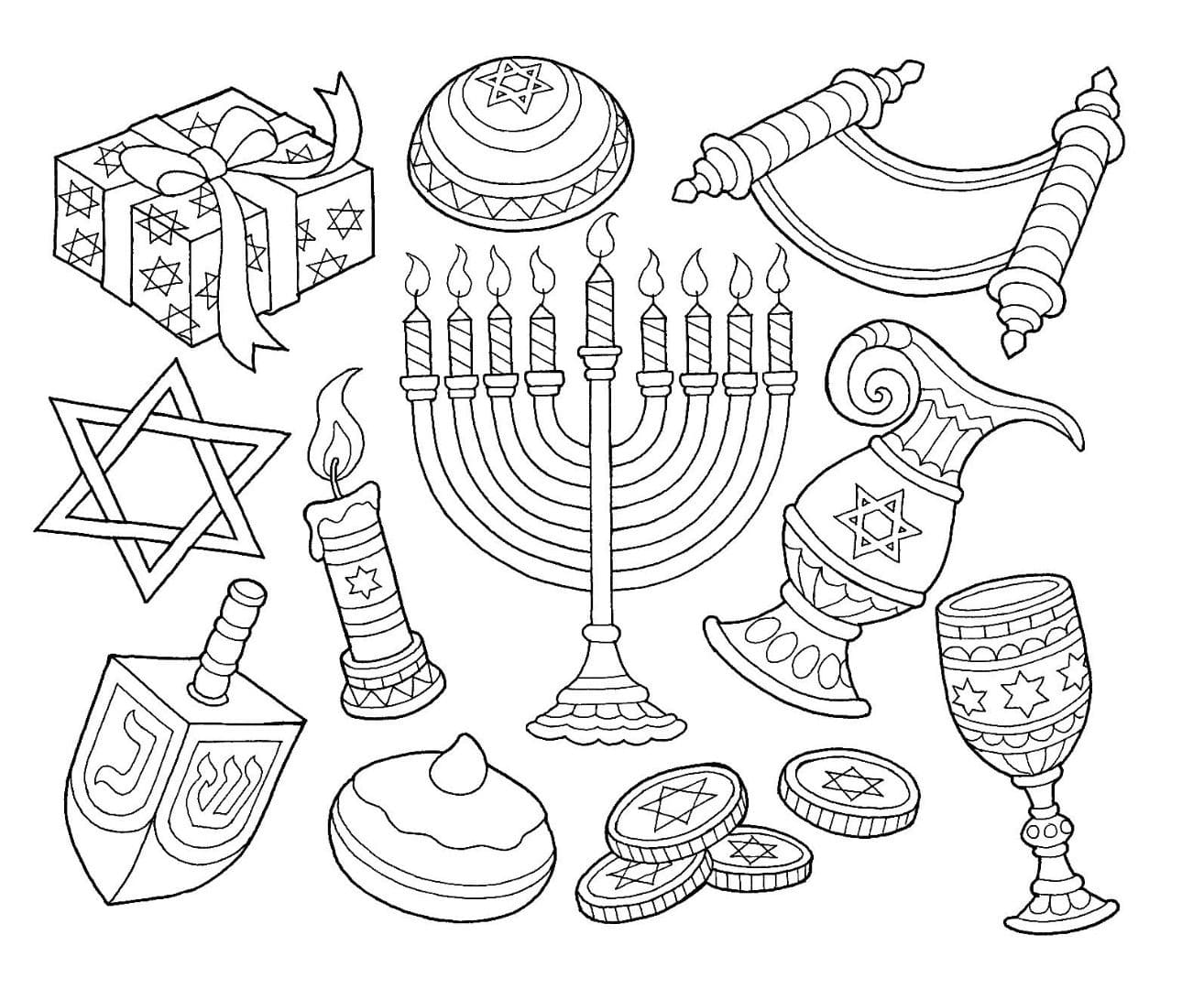 Desenhos de Hanukkah para Colorir