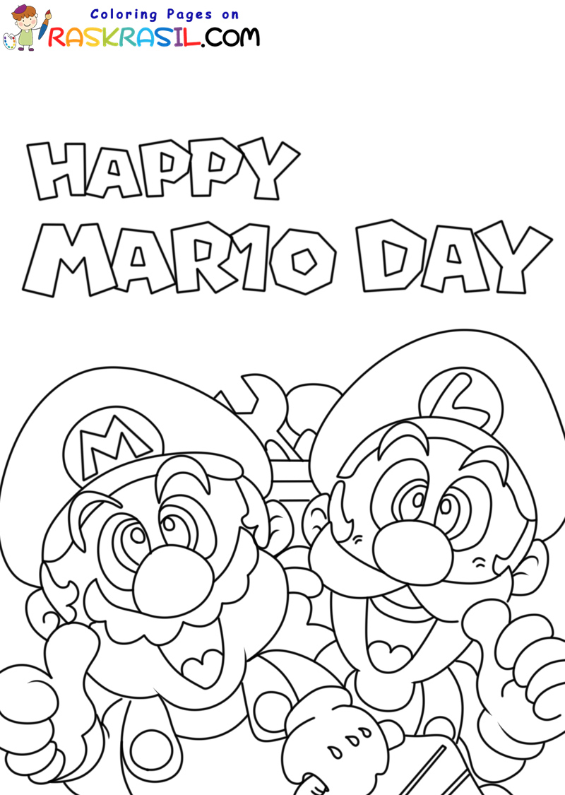 Mario Day Coloring Pages