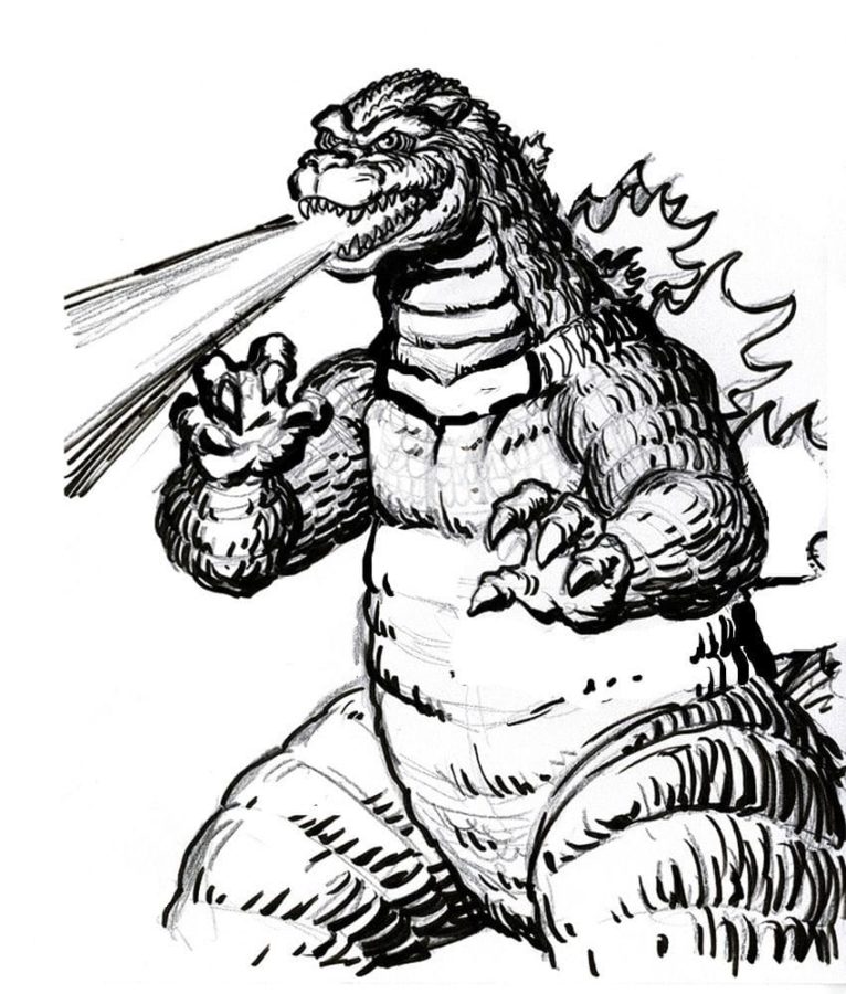 Coloriage Godzilla. Imprimer un monstre gratuitement
