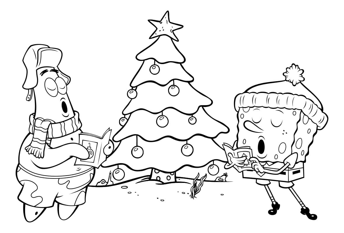 Christmas Spongebob Squarepants Coloring Pages